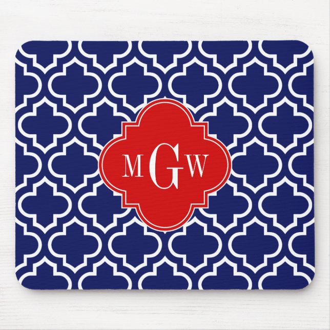 Marine Welch marokkanischer #6 Red 3 Initial Monog Mousepad (Vorne)