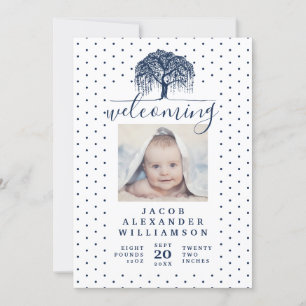 Marine Willow Family Tree Baby Faire-part de naiss