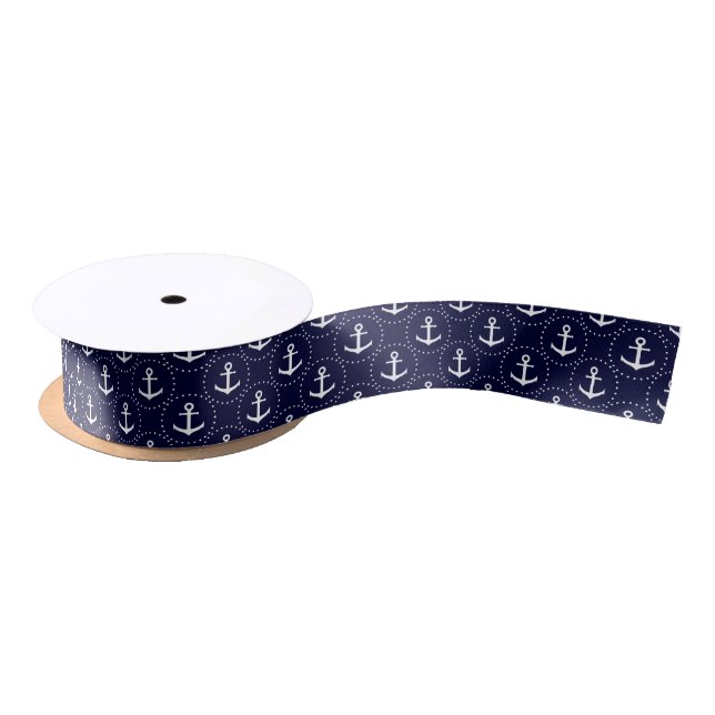 Marineanker-Kreismuster Satinband (Spule)