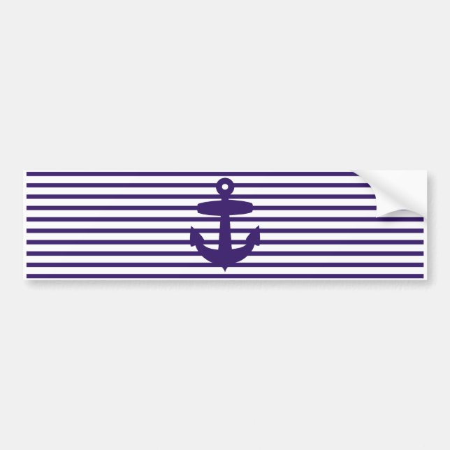 Marineanker mit Streifen aus blauem Sailor Autoaufkleber (Vorne)