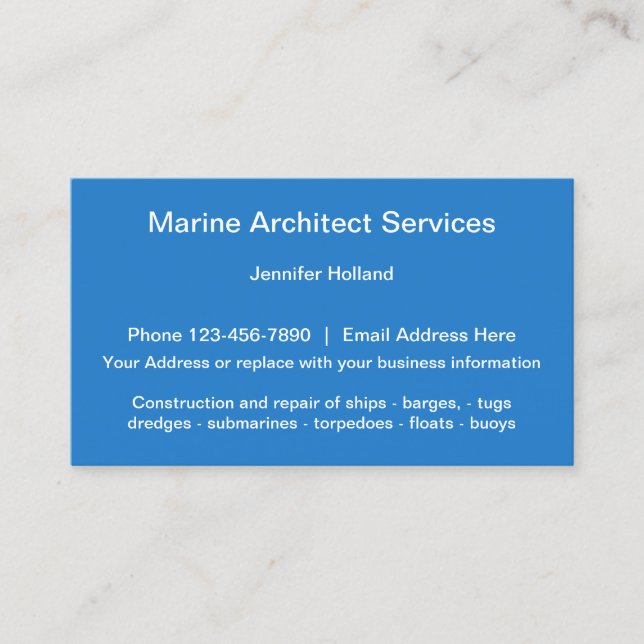 Marinearchitekten-Dienstleistungen Visitenkarte (Vorderseite)