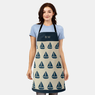 Marinebad & Monogram Beige Coastal Zuhause Schürze