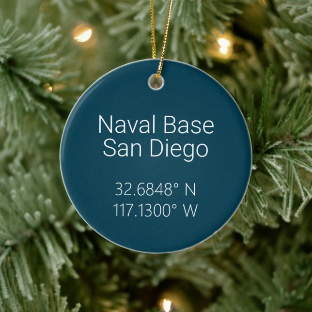 Marinebasis San Diego Karte Koordiniert Personalis Keramik Ornament (Baum)