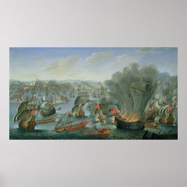 Marineblacht mit der spanischen Flotte Poster (Vorne)