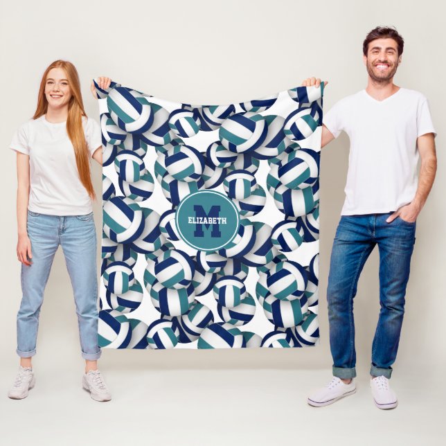 Marineblau-aquamarine Schulmannschaft färbt Volley Fleecedecke (Beispiel)