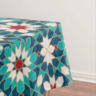 Marineblau Aquamariner weißer Marmor marokkanisch Tischdecke