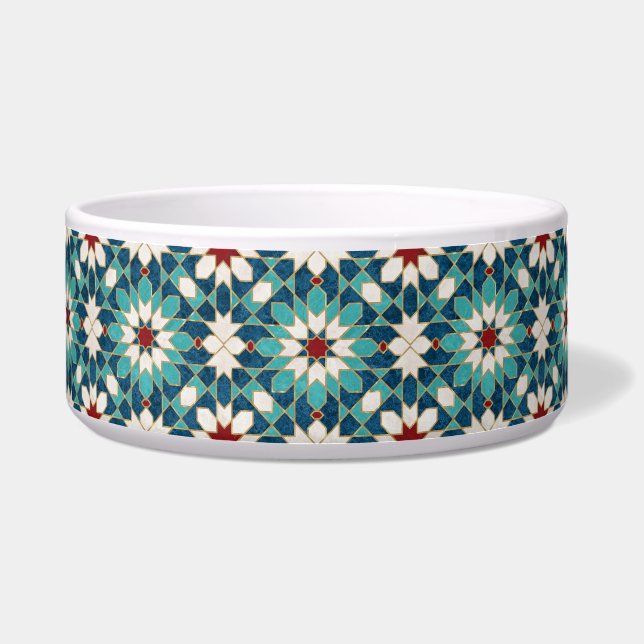 Marineblau Aquamariner weißer Marmor marokkanische Napf (Vorderseite)