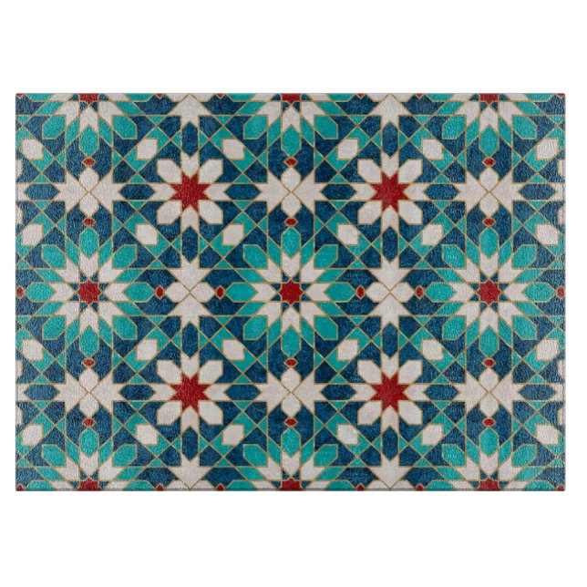 Marineblau Aquamariner weißer Marmor marokkanische Schneidebrett (Vorderseite)