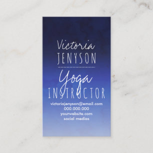Marineblau-Aquarell ombre Yoga Visitenkarte