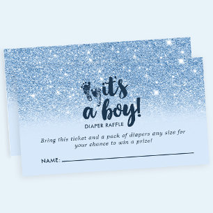 Marineblau Baby Blau Glitter Es ist ein Junge Wind Begleitkarte
