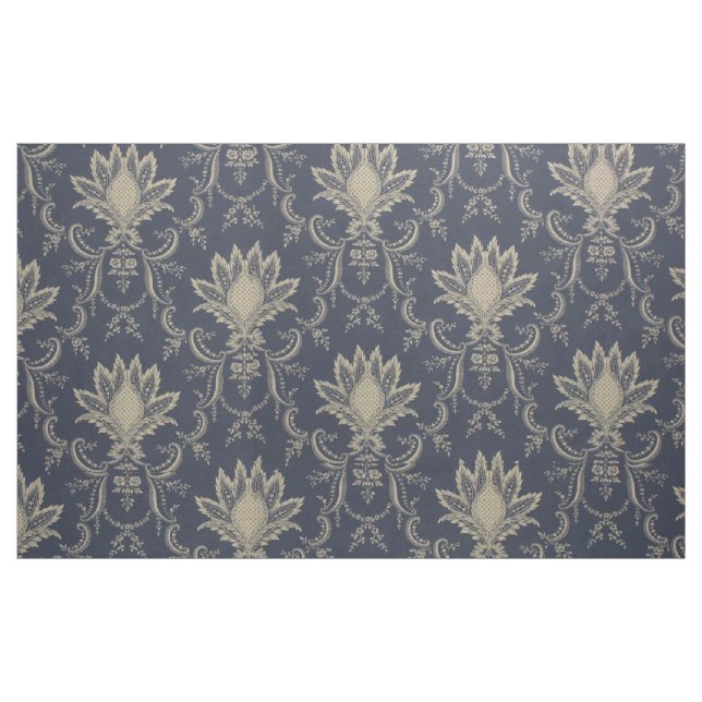 Marineblau-barocke französische Ananas Stoff (Yard (91,4 cm))
