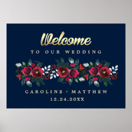 Marineblau | Begrüßungszeichen von Burgundy Bloom Poster