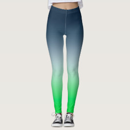 Marineblau bis Grün verlaufende moderne Ombre Spor Leggings