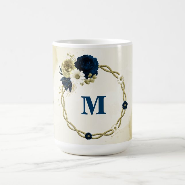 Marineblau-Blume Kaffeetasse (Mittel)