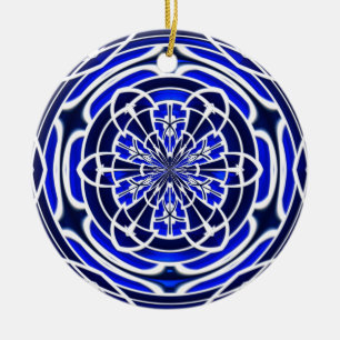 Marineblau-Buntglasfenster Keramikornament