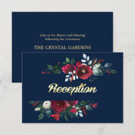 Marineblau | Burgundy Bloom Wedding Cards Einladung