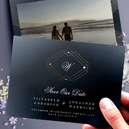 Marineblau-Deko-Monogramm-Foto Save The Date