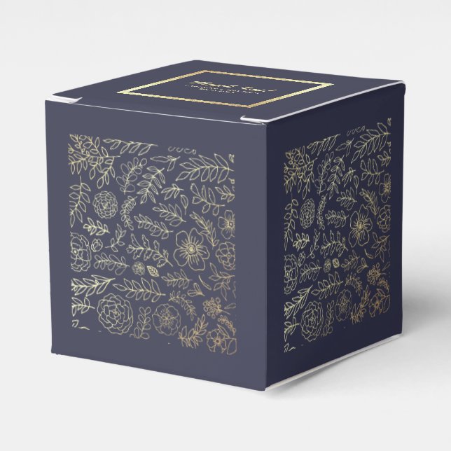 Marineblau | Gastgeschenk Hochzeiten aus Gold Geschenkschachtel (Vorderseite)