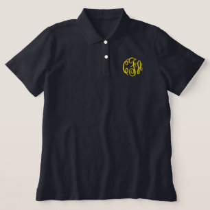 Marineblau Gelb Schrift Monogramm Damen-