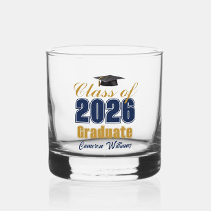 Marineblau Gold Absolventenklasse 2026 Abschlussfe Whiskyglas