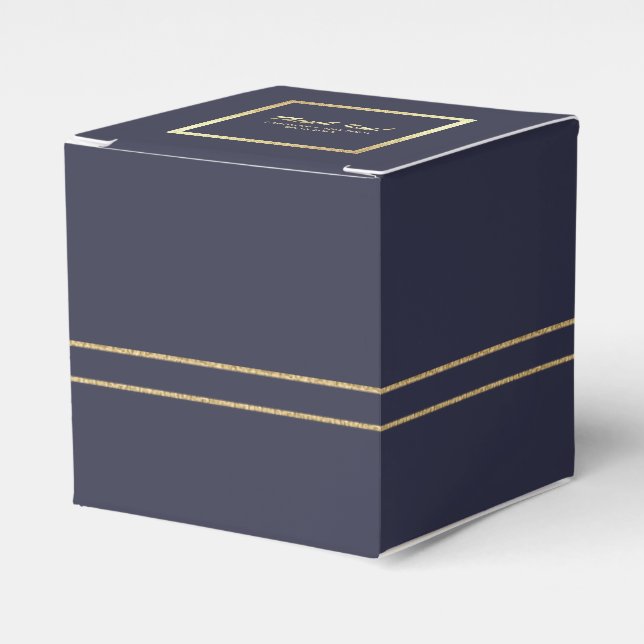 Marineblau | Gold Elegant Wedding Gevor Boxes Geschenkschachtel (Vorderseite)