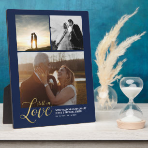 Marineblau & Gold Liebes‑ Fotoplatte