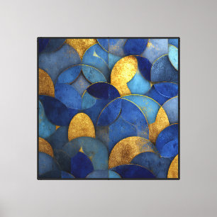 Marineblau Gold Metallische Geometrische Kreise Ab Leinwanddruck