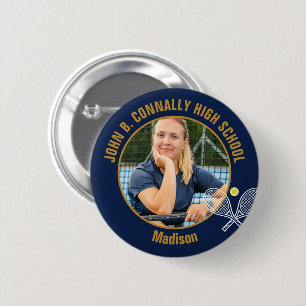 Marineblau Gold Tennisspieler Foto High School Button