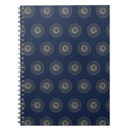 Marineblau | Goldene Zinnien-Blumenmedaillons Notizblock