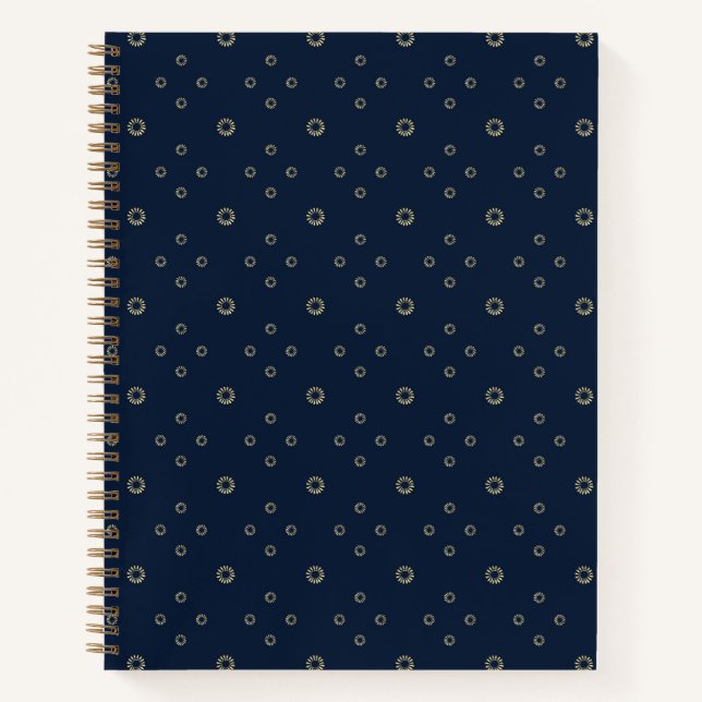 Marineblau | Goldene Zinnien-Sonne Notizbuch (Vorderseite)