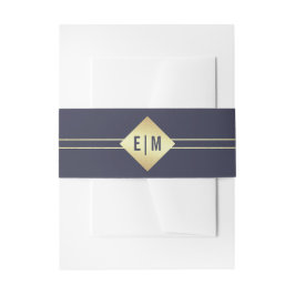 Marineblau | Goldhochzeit Einladungsbanderole