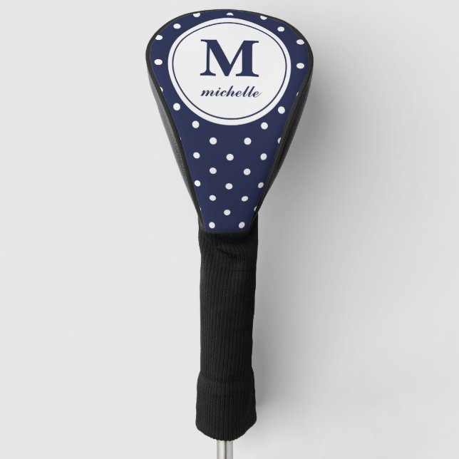 Marineblau | Golf | DOT personalisierte Monogramm Golf Headcover (Vorderseite)