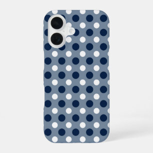 marineblau-grau und weiße Punkte iPhone 16 Hülle