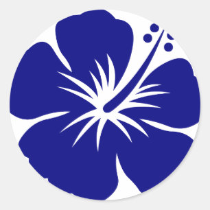 Marineblau-Hibiskus Runder Aufkleber