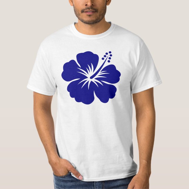 Marineblau-Hibiskus T-Shirt (Vorderseite)