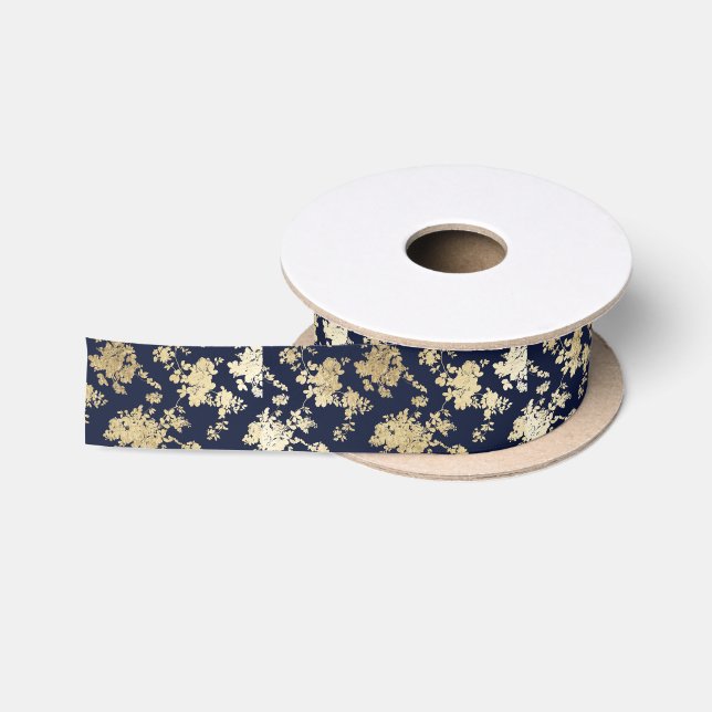 Marineblau-Imitatgoldschäbiger Vintager Chic mit Satinband (Spule)