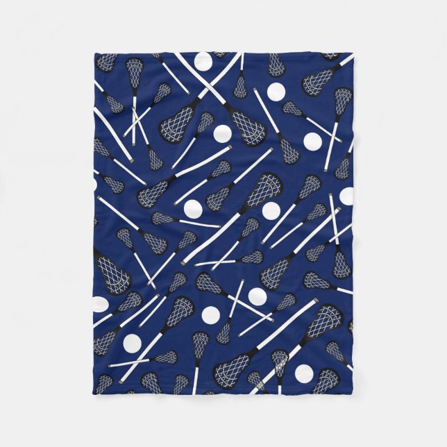 Marineblau Lacrossestöcke Fleecedecke (Vorderseite)
