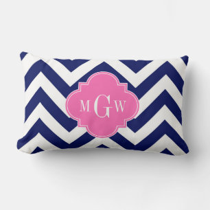 Marineblau Lg Chevron Hot Pink #2 Vierblatt 3 Mono Lendenkissen