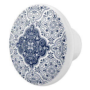 Marineblau, marokkanisches Mandala-Muster Keramikknauf