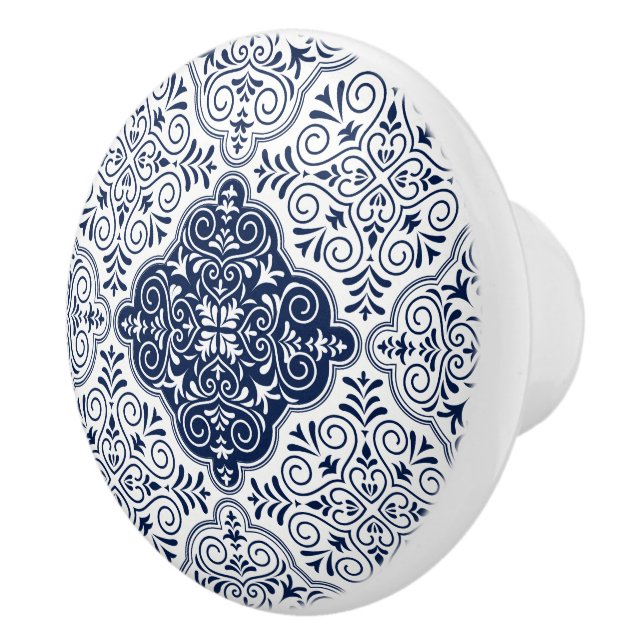Marineblau, marokkanisches Mandala-Muster Keramikknauf (Rechts)