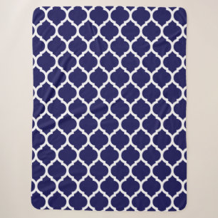 Marineblau marokkanisches Quatrefolienmuster Sherpadecke