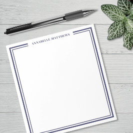 Marineblau minimalistisches Monogramm Notizblock