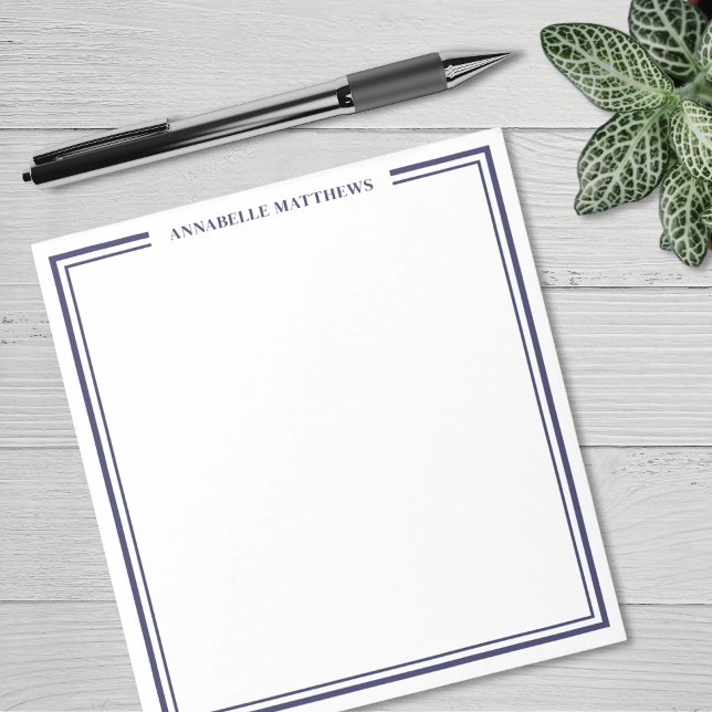 Marineblau minimalistisches Monogramm Notizblock (Navy Blue Minimalist Monogram Notepad)