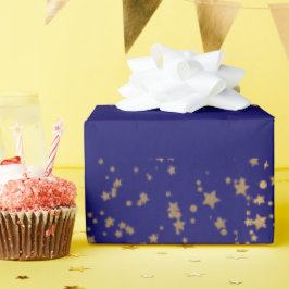 Marineblau mit goldenen Sternen Doppelgelenk Gebur Geschenkpapier