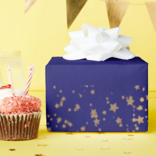 Marineblau mit goldenen Sternen Doppelgelenk Gebur Geschenkpapier
