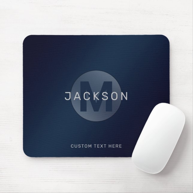 Marineblau, modern, einfach, personalisiert, monog mousepad (Mit Mouse)