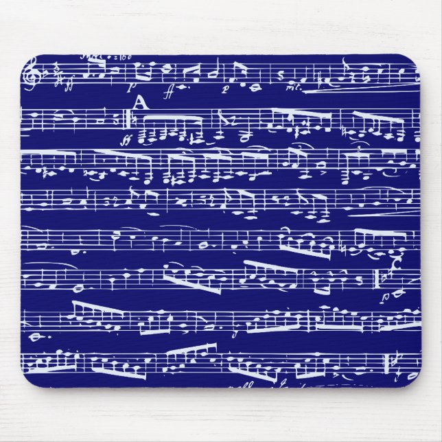 Marineblau-Musiknoten Mousepad (Vorne)