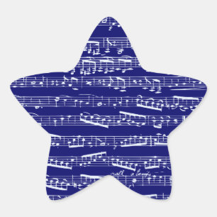 Marineblau-Musiknoten Stern-Aufkleber