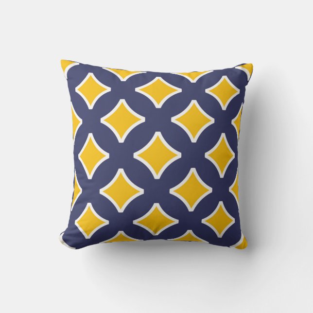Marineblau, Senfgelb, weiß, modern Kissen (Vorderseite)