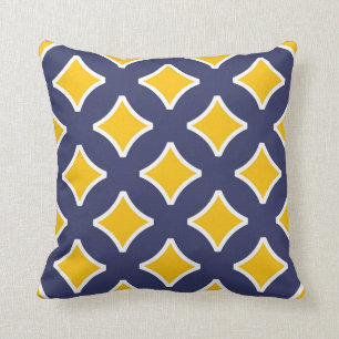 Marineblau, Senfgelb, weiß, modern Kissen